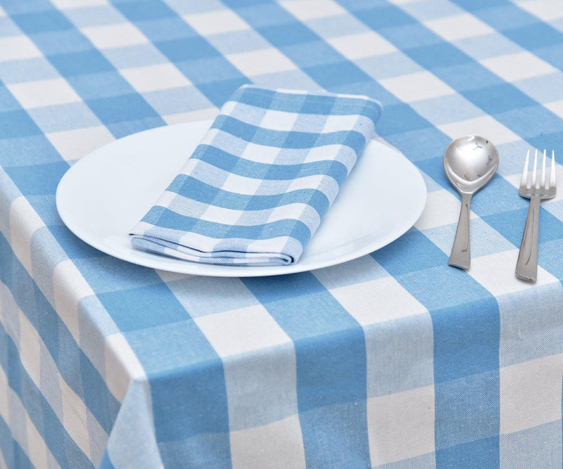 Blue Cotton Tablecloths - (Light Blue & White)