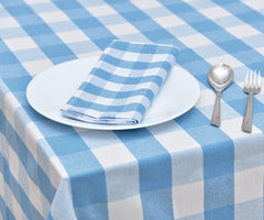 Blue Cotton Tablecloths - (Light Blue & White)