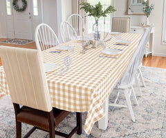 Tablecloth With Hemstitched corners - (Beige and Cream)