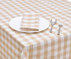 Tablecloth With Hemstitched corners - (Beige and Cream)