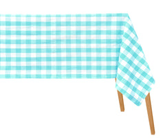 Fall Plaid Tablecloth Rectangle, Cotton Checkered Tablecloths - Aqua Blue