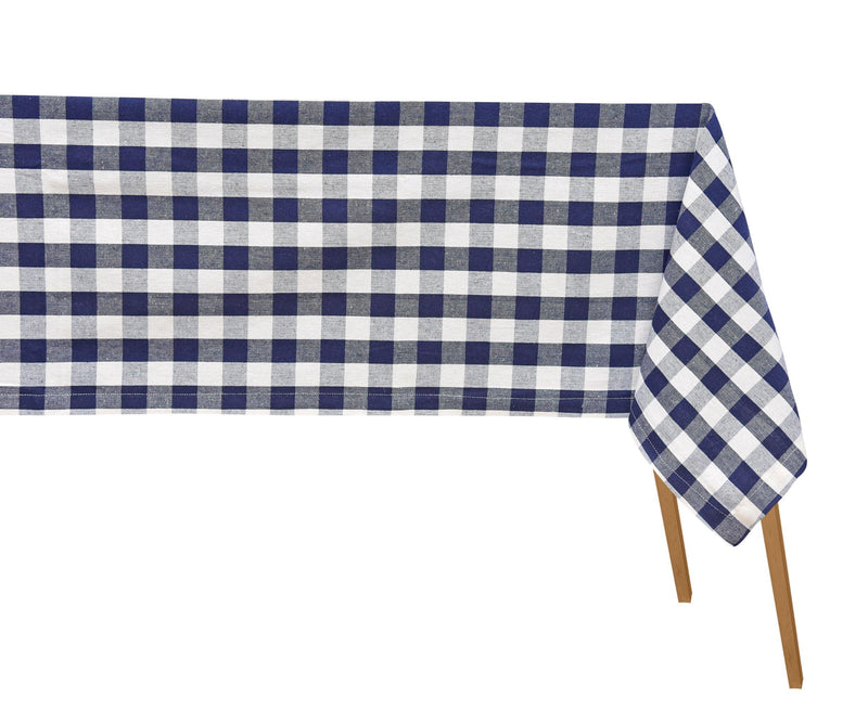 Navy Blue Plaid Tablecloth, Cotton Checkered Tablelcoth