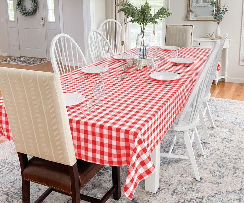 Cotton Plaid Tablecloth - Red