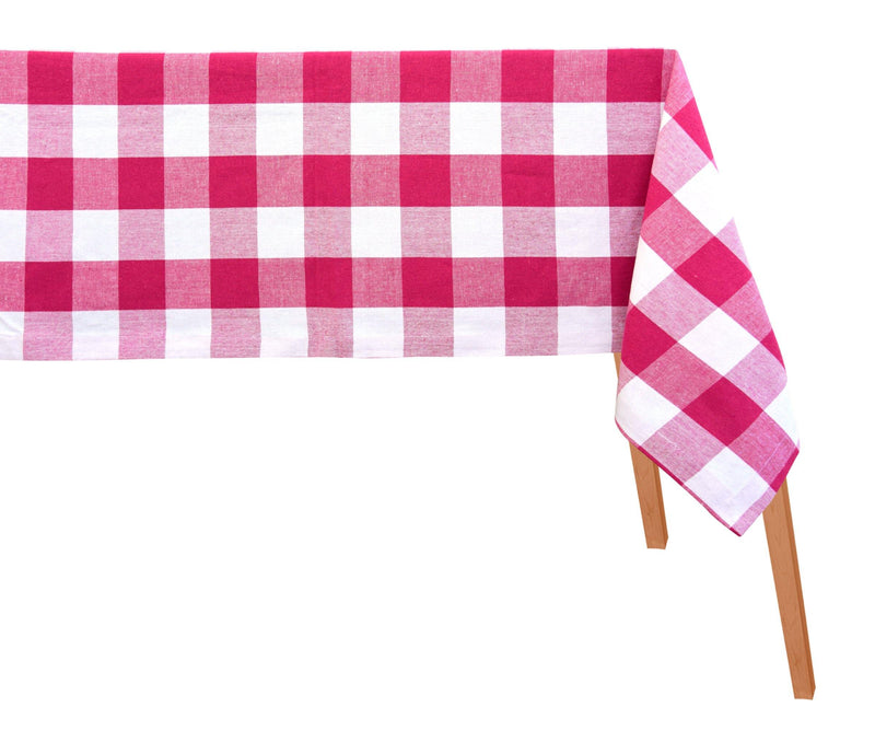 Pink Cotton Tablecloth - Pink and White