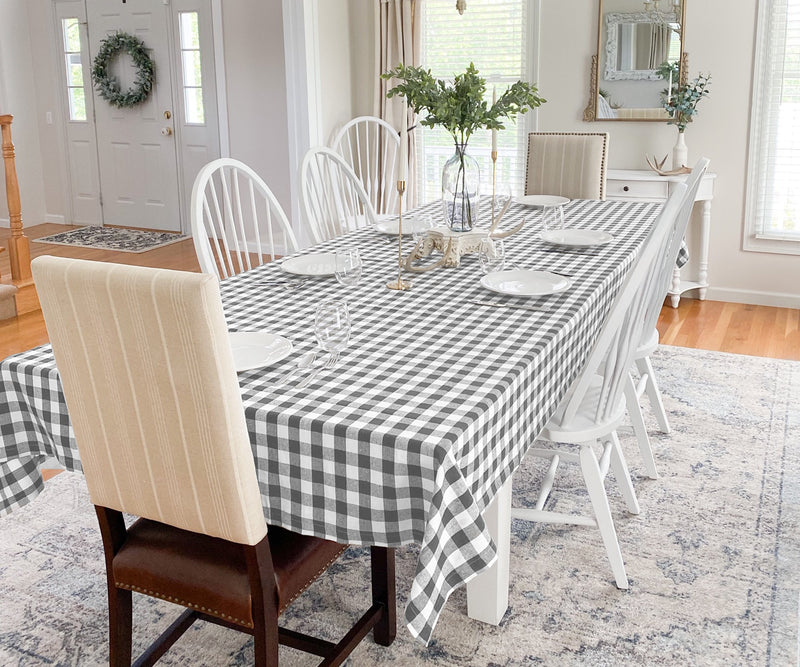 Rectangular Tablecloths, Gray and White Checkered