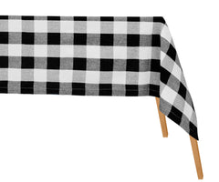 Cotton Buffalo Check Tablecloth - (Black and White)