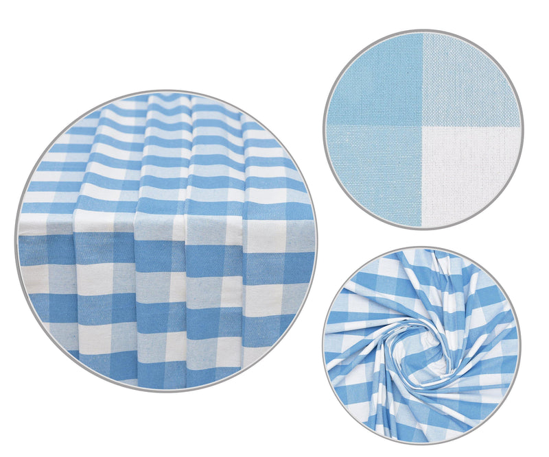 Blue Cotton Tablecloths - (Light Blue & White)