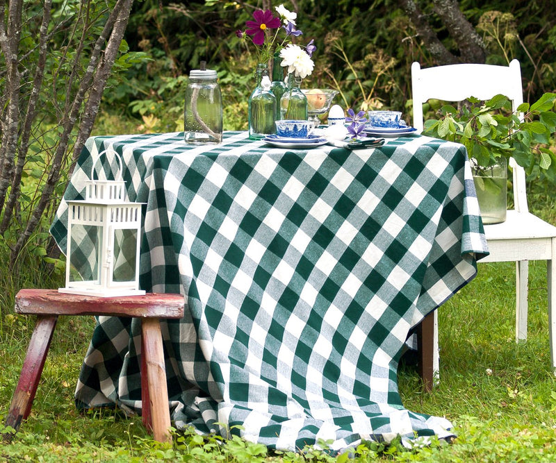 Green and Cream Tablecloths - Square Checkered Tablecloth (52"x52")