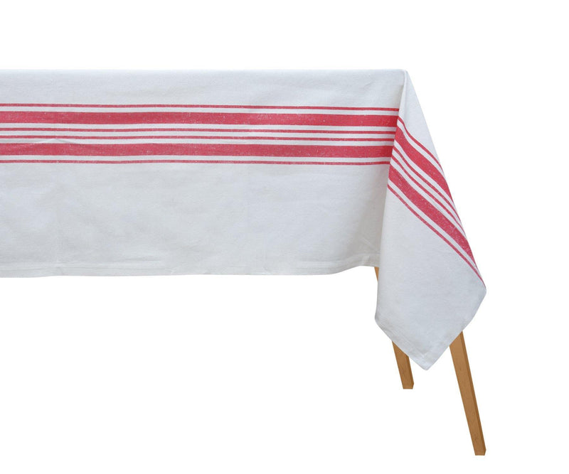 Country Stripe Tablecloth - Red and White