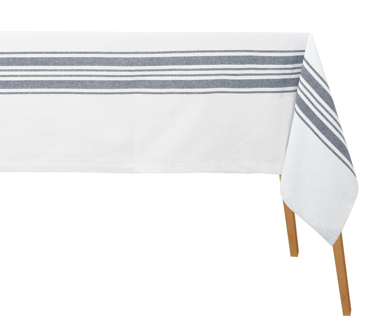 Navy Blue and White - Striped Tablecloth