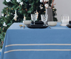 Striped Dining Tablecloth - (Blue and White)