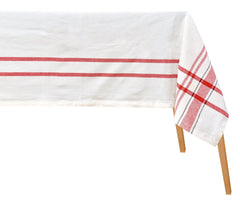 French Stripe Tablecloth - (Red and Black)