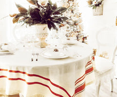 French Stripe Tablecloth - (Red and Black)