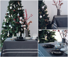 Tablecloth Rectangle - (French Stripes/Grey )