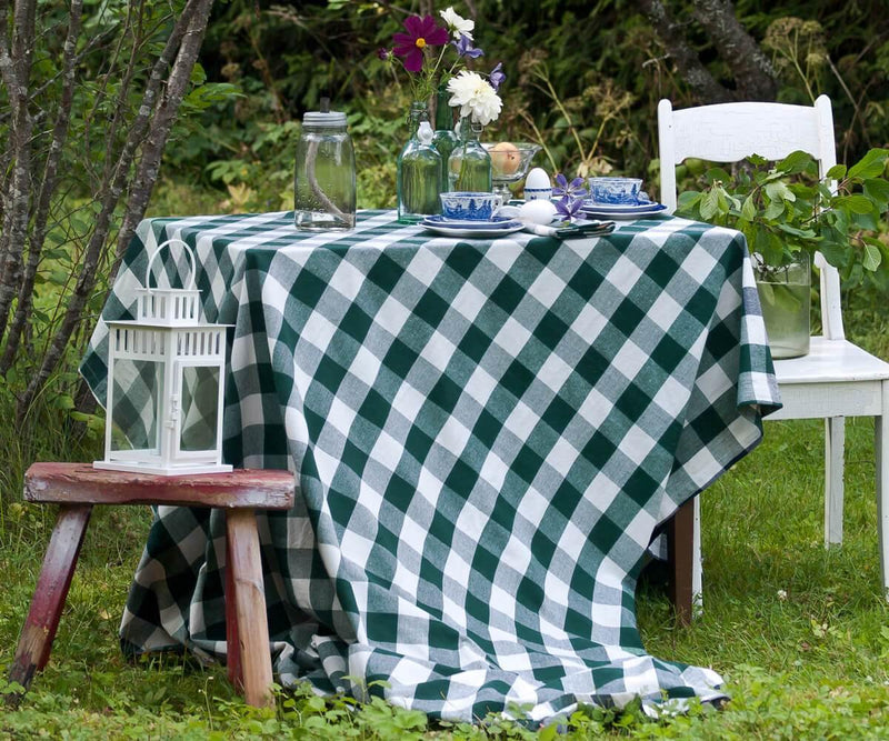 Dining Table Cloths - Green and White