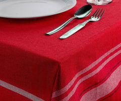 Red Striped Cotton Table Cover