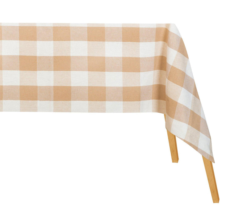 Cotton Checkered Tablecloth - (Large, Beige&Cream)