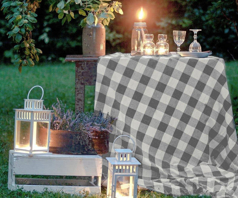 Cotton Square Tablecloths - (52x52", gray and white)