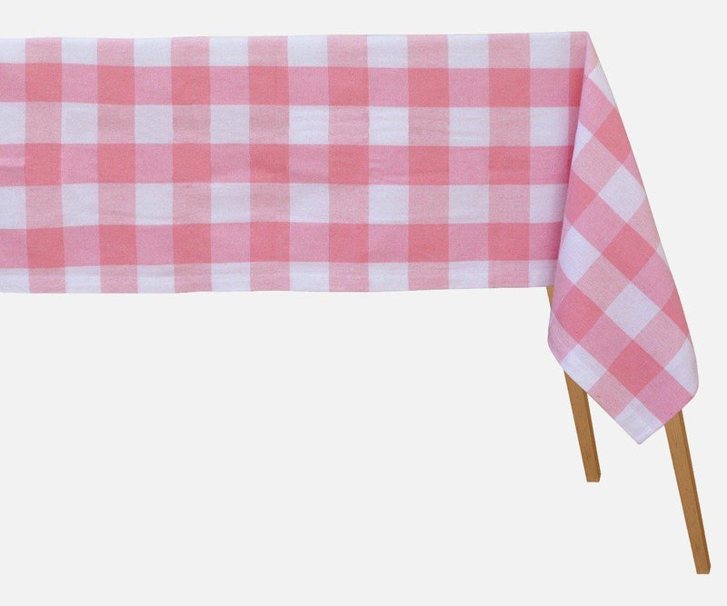 Cotton Tablecloth Rectangle - (Baby Pink & White Check)