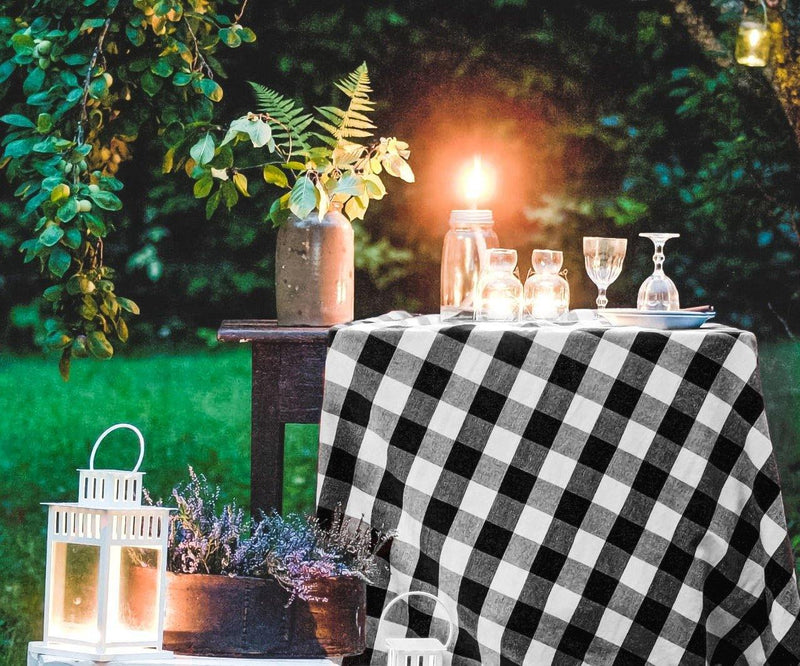 Black & White Check Tablecloth - (52x52")