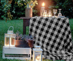 Cotton Buffalo Check Tablecloth - (Black and White)