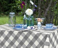 Rectangular Cotton Tablecloth - (Gray and White)