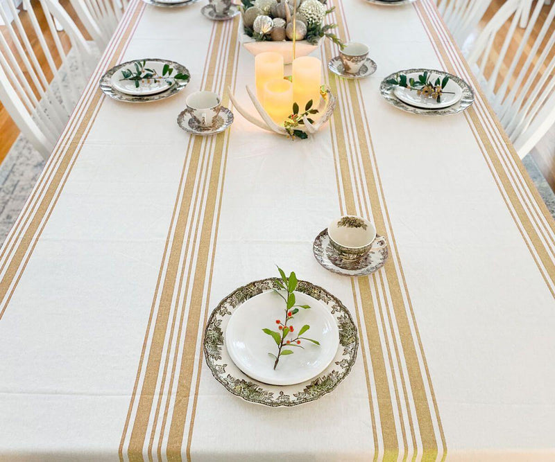 Farmhouse Tablecloth - (Beige/Cream)