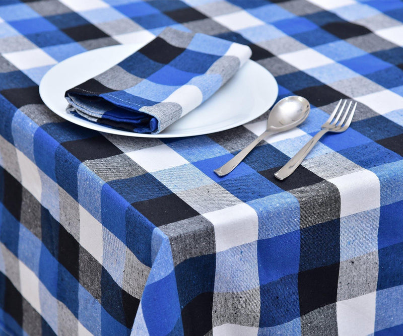 Multicolor Checkered Tablecloth - (Blue, White and Black)