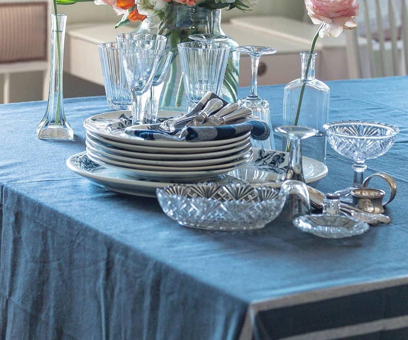 Striped Dining Tablecloth - (Blue and White)