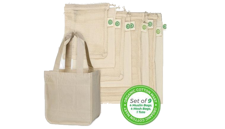 Reusable Farmer's Market Bags Set - 9 Pieces