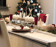 Navy Blue and White - Striped Tablecloth