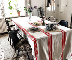 Country Stripe Tablecloth - Red and White