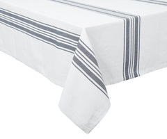 Navy Blue and White - Striped Tablecloth