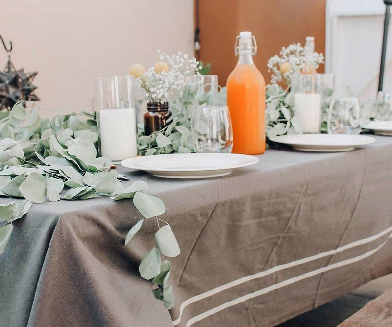 Tablecloth Rectangle - (French Stripes/Grey )