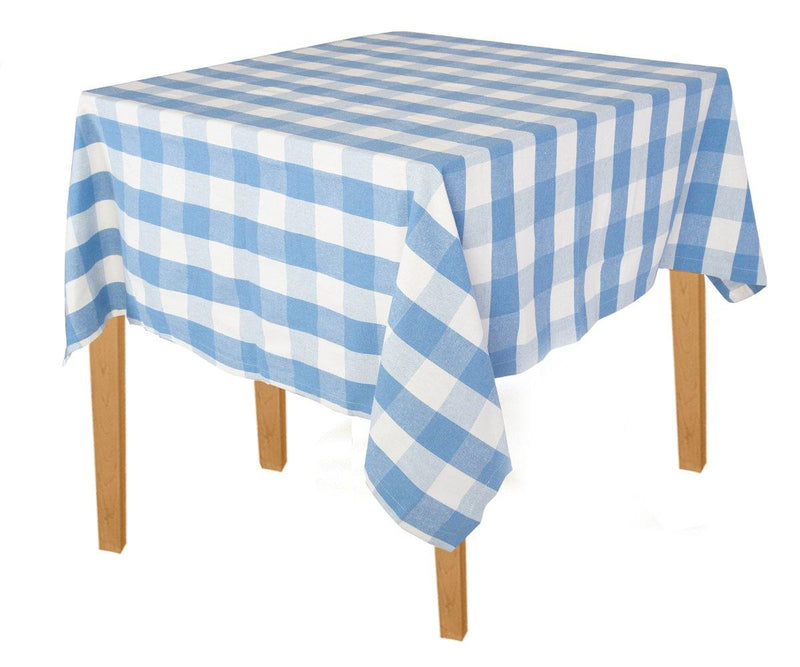 Light Blue Checkered Tablecloths - (52x52")