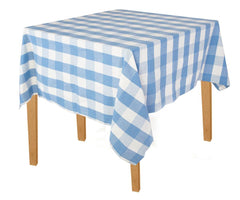 Light Blue Checkered Tablecloths - (52x52