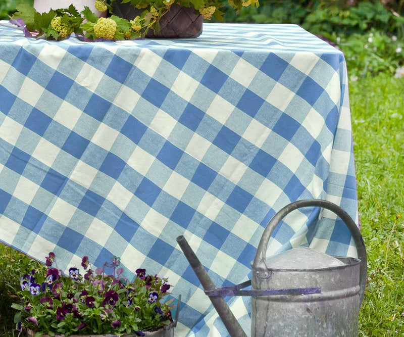 Light Blue Checkered Tablecloths - (52x52")