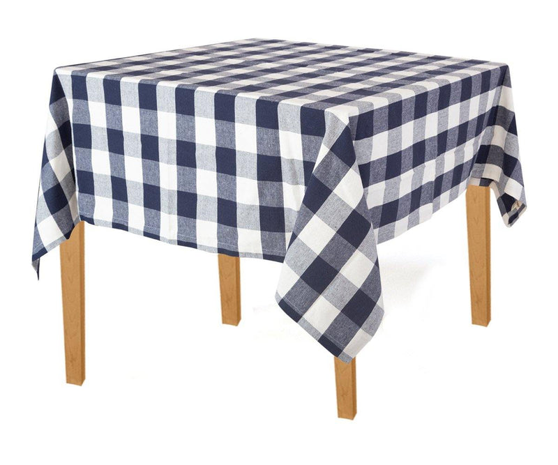 Cotton tablecloths for square tables - (Navy & Cream)